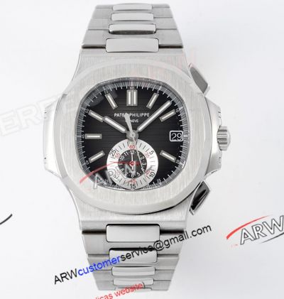 PPF Best Replica Patek Philippe Nautilus 5980 Black Dial Stainless Steel 40.5mm Watch